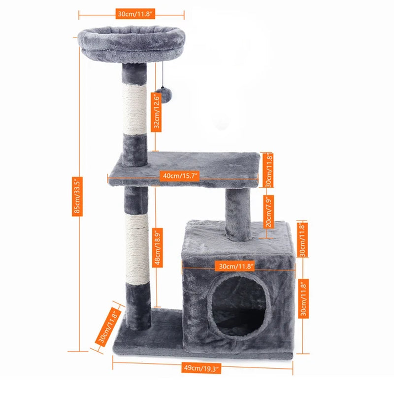 Domestic Delivery Cat Tree Luxury Cat Tower with Double Condos Spacious Perch Fully Wrapped Scratching Sisal Post and Replacea