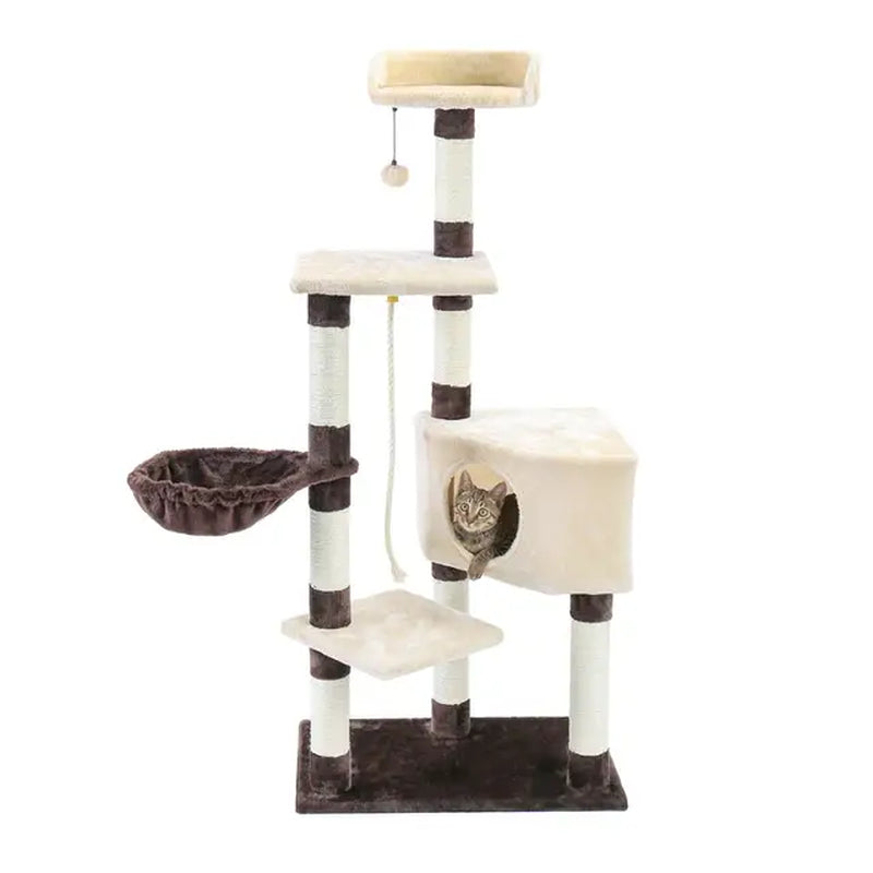 Domestic Delivery Cat Tree Luxury Cat Tower with Double Condos Spacious Perch Fully Wrapped Scratching Sisal Post and Replacea