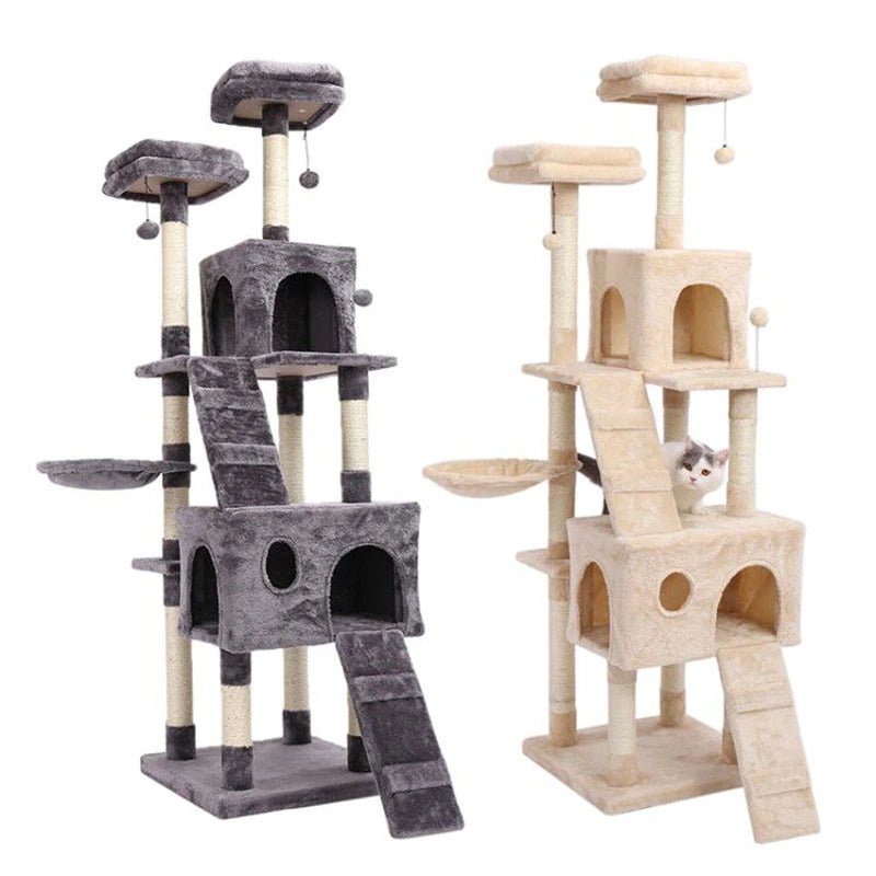 Domestic Delivery Cat Tree Luxury Cat Tower with Double Condos Spacious Perch Fully Wrapped Scratching Sisal Post and Replacea