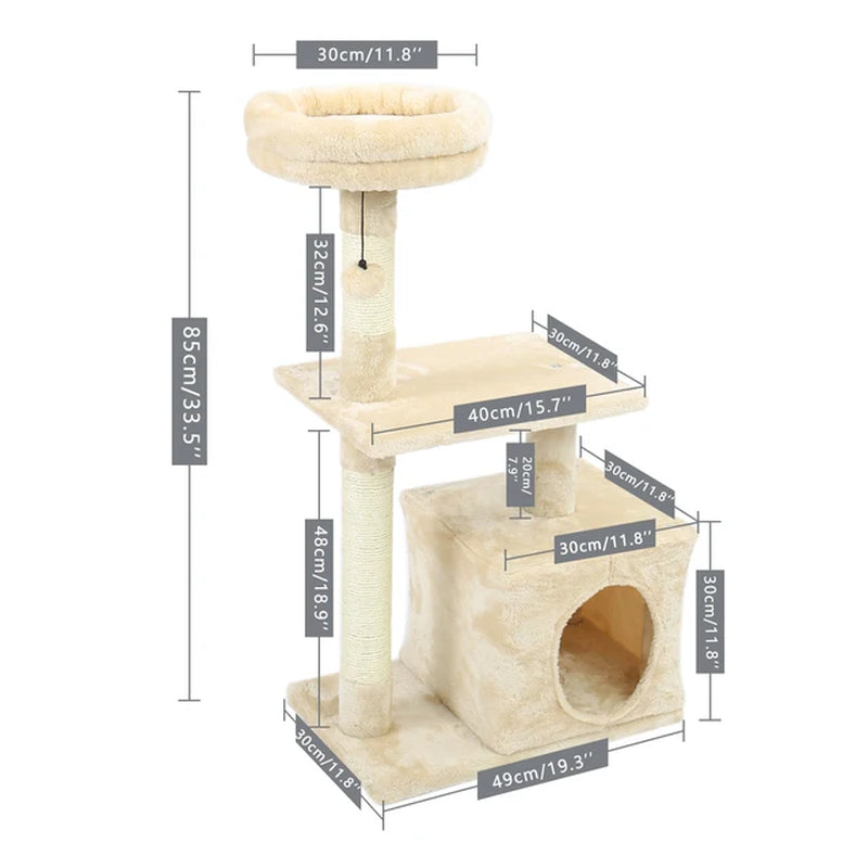 Domestic Delivery Cat Tree Luxury Cat Tower with Double Condos Spacious Perch Fully Wrapped Scratching Sisal Post and Replacea