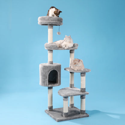 Domestic Delivery Cat Tree Luxury Cat Tower with Double Condos Spacious Perch Fully Wrapped Scratching Sisal Post and Replacea