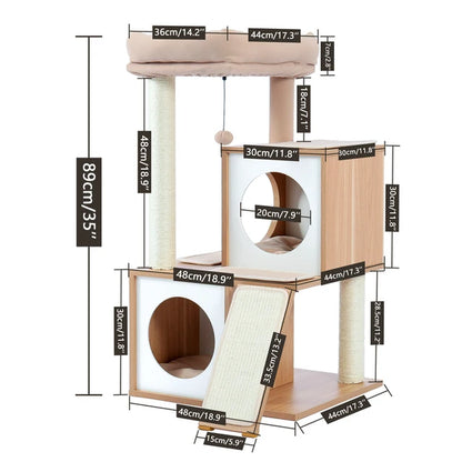 Domestic Delivery Cat Tree Luxury Cat Tower with Double Condos Spacious Perch Fully Wrapped Scratching Sisal Post and Replacea